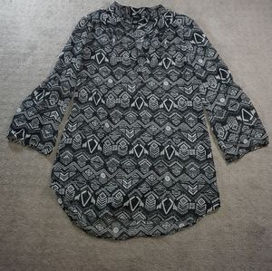 Sheer Geometric Print Blouse